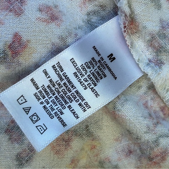 Red Pink Orange Mini Smocked Floral Spaghetti Strap Dress Medium - Picture 10 of 11